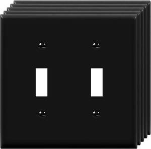 lot 30337 image: ENERLITES 5 Pack Double Toggle Light Switch Cover Plate, 2-Gang, Black