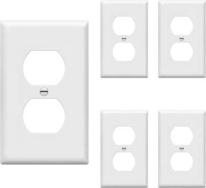 lot 30340 image: ENERLITES 5 Pack Outlet Covers Wall Plate for Duplex Receptacle, White