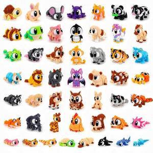lot 30343 image: 50PCS Mini 3D Printed Animal Figurines Set with Big Eyes, Articulated