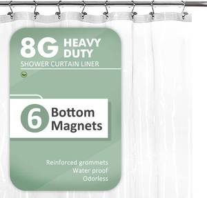 lot 30348 image: Barossa Design Extra Long Shower Curtain or Liner 84 Inch, Clear, 72x84