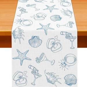 lot 30350 image: Pudodo Last Toast on the Coast Table Runner - Coastal Theme, Bridal Shower