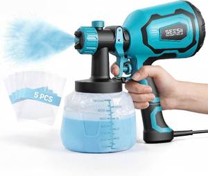 lot 30370 image: SEESII Paint Sprayer 1400ML HVLP Gun with 4 Nozzles, 3 Patterns, 5 Bags