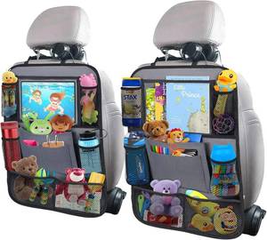lot 30374 image: Backseat Car Organizer w 10 Storage Pockets 11 Tablet Holder, 2 PCS Gray