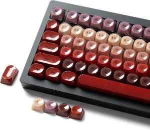 lot 30375 image: PBT Keycaps, Glossy Red Lipstick Jelly MOA, 128 Keys for Cherry MX