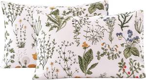 lot 30379 image: ECOCOTT 2 Pack Queen Pillowcases 20x30 Green Botanical Leaves 100% Cotton