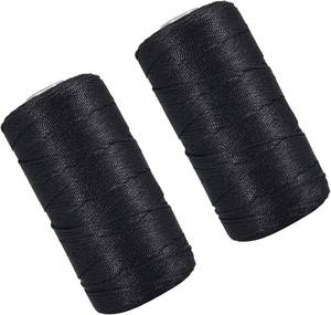 lot 30383 image: 2 PCS 200g Hat Yarn for Crocheting - Ice Linen Silk, Polyester Hollow (Black)