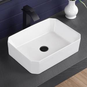 lot 30387 image: Vessel Sink 20x14 Rectangular White Porcelain Above-Counter Vanity Sink