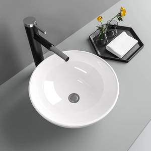 lot 30388 image: 16x16 Round Bathroom Vessel Sink, White