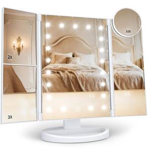 lot 30389 image: HUONUL 2X3X10X Magnifying Vanity Mirror with Light, Trifold Makeup Mirror