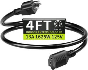 lot 30401 image: 163 Black Extension Cord 4 FT Indoor, Short Extension Cord