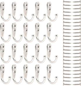 lot 30412 image: EBOOT 20 Pcs Silver Small Coat Hooks, Wall Mounted with 50 Screws, Multi-Use