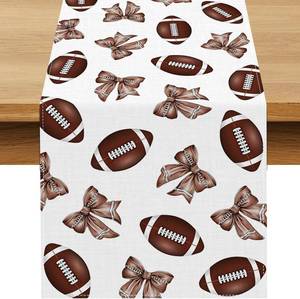 lot 30418 image: Football Bow Table Runner - Tailgate Party Decor, Touchdown Theme