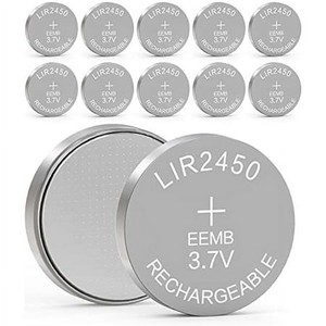 lot 30433 image: EEMB 10-Pack LIR2450 Rechargeable 3.7V Li-ion Coin Button Cells 120mAh