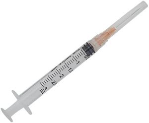 lot 30479 image: BH Supplies Pet Syringe 23G Needle, 3mL, 1.5 in, 100 Pack