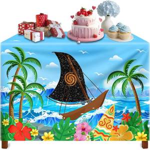 lot 30525 image: Ocean Tablecloth for Birthday Party, Tropical Island Theme Luau Decorations