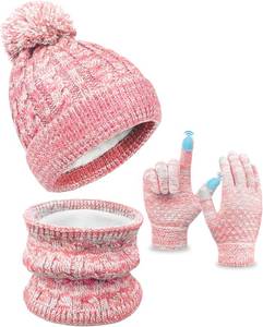 lot 30541 image: Kids Winter Hat Gloves Scarf Set for 3-10, Beanie &amp Mittens