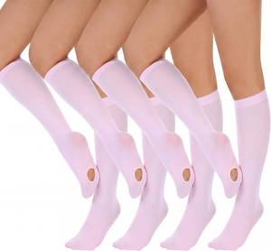 lot 30546 image: Cuffbow 4 Pairs Pink Ballet Dance Tights Convertible Knee-High Sheer Socks 1014