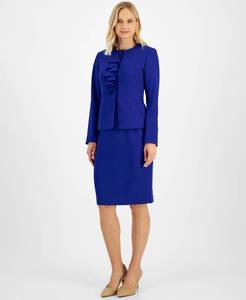 lot 30554 image: Le Suit Womens Cascade Ruffle Skirt Suit, Regular & Petite - Royal 6P