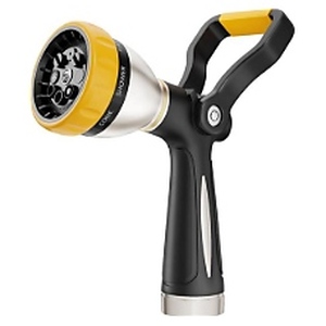 lot 30108 image: FANHAO Fireman-Style Hose Nozzle, All-Metal, 9-Pattern Sprayer, Lever