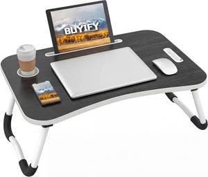 lot 3321 image: BUYIFY 23 Foldable Lap Desk for Laptop Writing wCup Holder Black