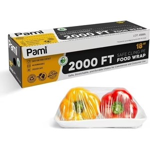 lot 3329 image: PAMI Clear Plastic Wrap 18 x 2000ft with Dispenser Box, BPA-Free