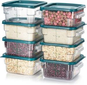 lot 3332 image: $70 CURTA 8-Pack 2-Qt Clear Food Storage Containers with Green Lids