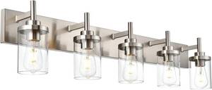 lot 3333 image: $130 Brushed Nickel 5-Light Vanity Light Fixtures Over Mirror