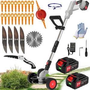 lot 3335 image: $100 Electric Cordless Weed Wacker, Battery-Powered Edger with 3 Blades