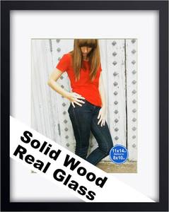 lot 3351 image: RPJC 11x14 Solid Wood Picture Frame with Real Glass, Black