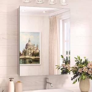 lot 3353 image: $100 TokeShimi 20x26 Medicine Cabinet Mirror with Storage Aluminum