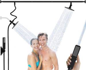 lot 3359 image: $160 Dual Shower Head for Couples with 6-Mode Diverter, Matte Black