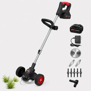 lot 3366 image: $97 Brush Cutter Cordless 21V Electric Grass Trimmer 3-Blade System