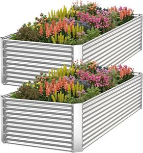 lot 3379 image: $50 2 Pack Corrugated Galvanized Steel Raised Garden Beds 3x2 ft