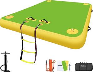 lot 3389 image: $140 Inflatable Floating Dock, Thick Float for Pools, Lakes, ect. 5x6x6