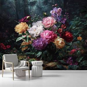 lot 3403 image: $141 Dark Floral Removable Wallpaper   Peel and Stick, 137 x 96