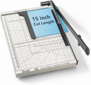 lot 3406 image: $50 Ecraft 15 Guillotine Paper Cutter, Auto Clamp, 15-Sheet Capacity