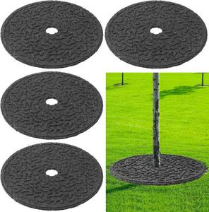 lot 3417 image: $77 Peryiter 4 Pcs 24 Inches Rubber Mulch Tree Ring Mat, Weed Barrier