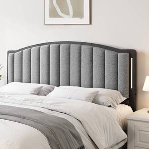 lot 3437 image: $100 Upholstered Tufting Headboard for Queen Size Bed with Lights, Grey