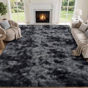 lot 3438 image: $46 PLHXFR 6x9 Area Rugs Living Room Soft Shag Rug BlackGrey