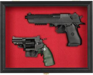 lot 3452 image: 2 Pistol Handgun Revolver Display Case Cabinet Shadow Box