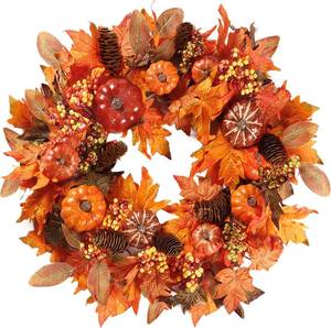 lot 3468 image: Sggvecsy Fall Wreath 20 Front Door Decor with Pumpkins, Berries