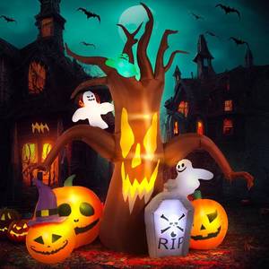 lot 3469 image: $50 Max Fun 8ft Halloween Inflatable Dead Tree with LED Lights