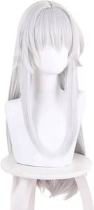 lot 3474 image: 27in GraySilver White Straight Wig with Bangs Cosplay Wig