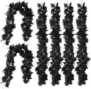 lot 3488 image: PARTY JOY Black Maple Leaf Garland - 6pcs, 5.6ft Halloween Decor