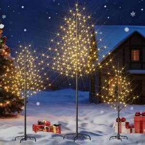 lot 3491 image: $60 BLACK Outdoor Lighted Tree Set of 3 4ft, 6ft, 8ft LED