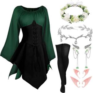 lot 3504 image: Renaissance Dresses Medieval Costume Women Fairy Crown Size XL