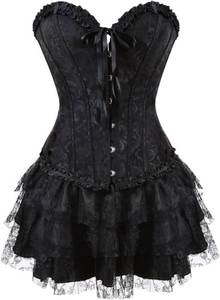 lot 3514 image: AIGASEA Women Gothic Jacquard Corset Dress with Skirt Steampunk Size sM