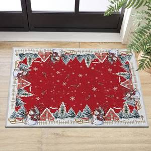 lot 3528 image: Artoid Mode Red Snowman Door Mat Pine Tree Xmas Winter Rug 5x7ft