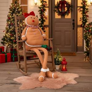 lot 3530 image: $58 Shappy 60-Inch Gingerbread Man Plush Decoration with Bowknot