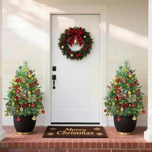 lot 3535 image: $47 Lifecapido 2-Pack Xmas Tree Urn Filler, 29.5 Pre-lit, 50 LEDs